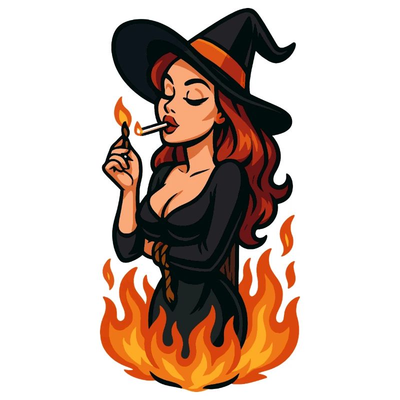 Witch in flames