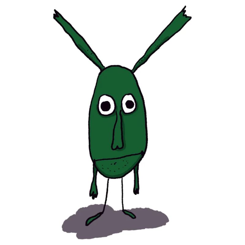 Illustration de monstre vert sur impression