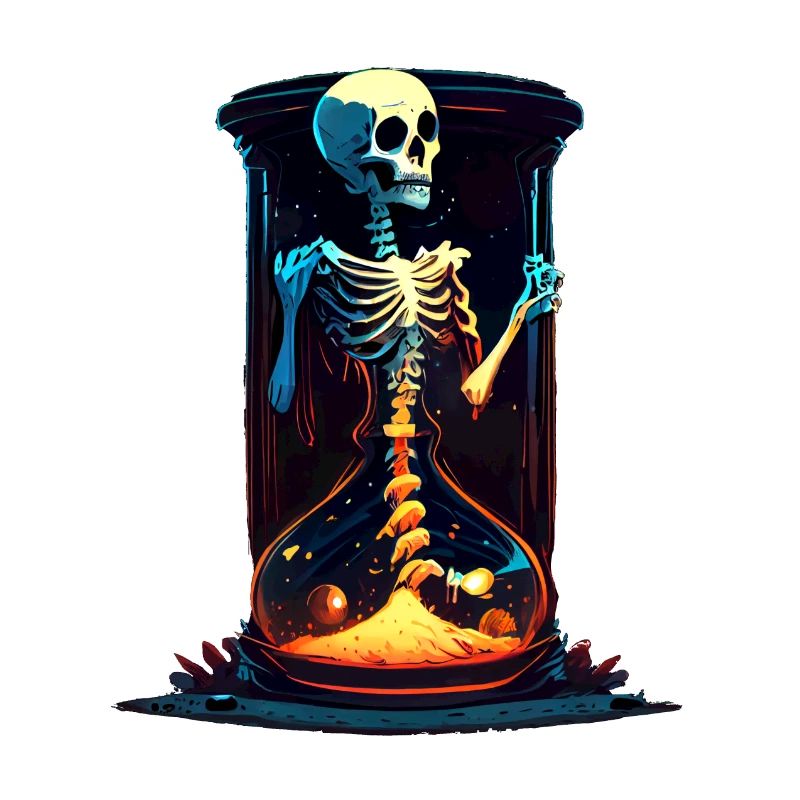 Human Skeleton as an Hourglass - Horror Comic