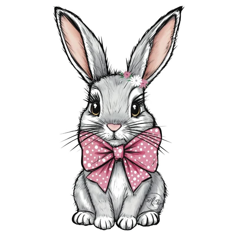 Cute Easter bunny with pink bow