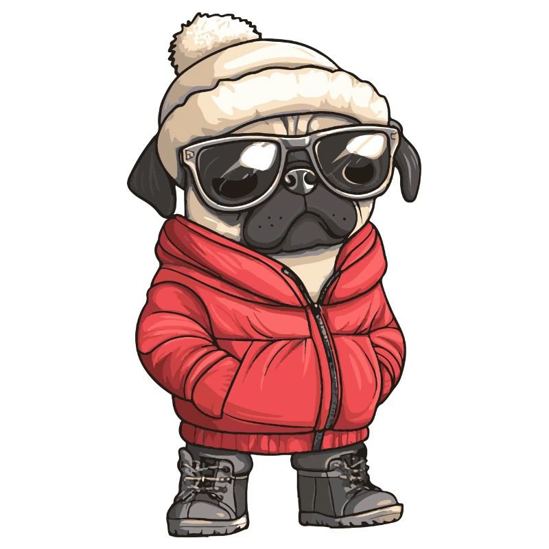 Mops Hund Winter