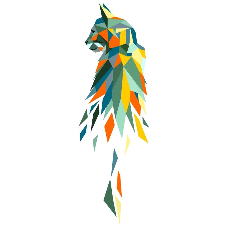 chat polygone rétro coloré