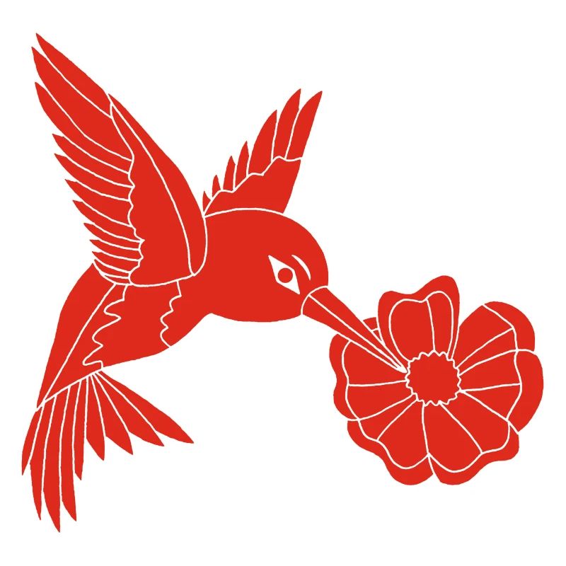 Red Foraging Bird