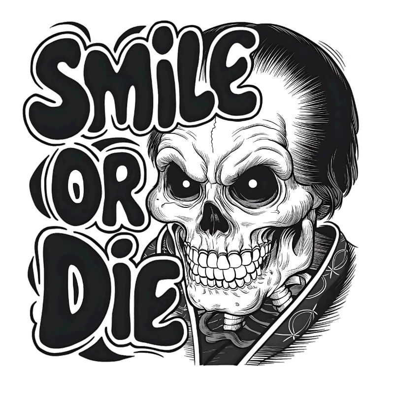 Vampire Skeleton with Text Smile or Die