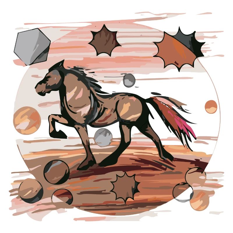 Cheval islandais - Graphique avec arrière-plan Variante 2