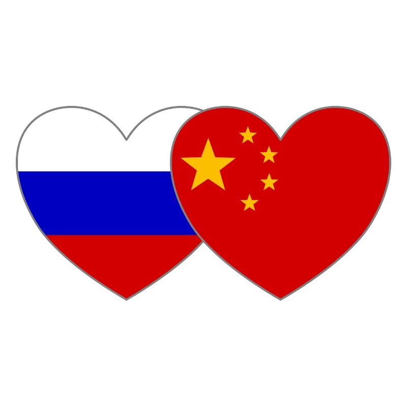 Russie Chine Drapeau Cœur