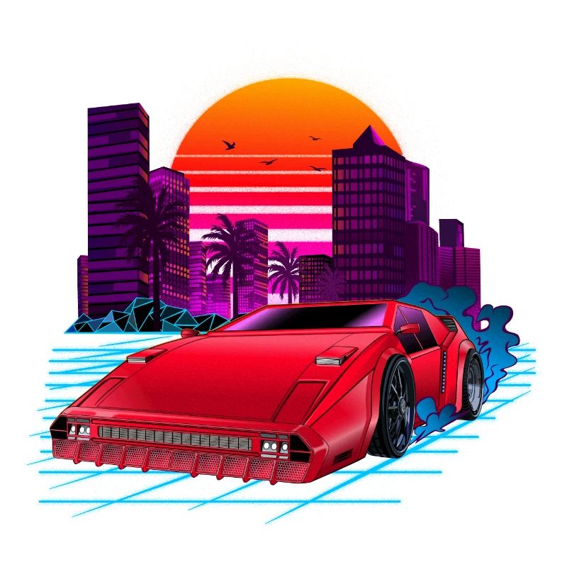 80s Synthwave Retro Car