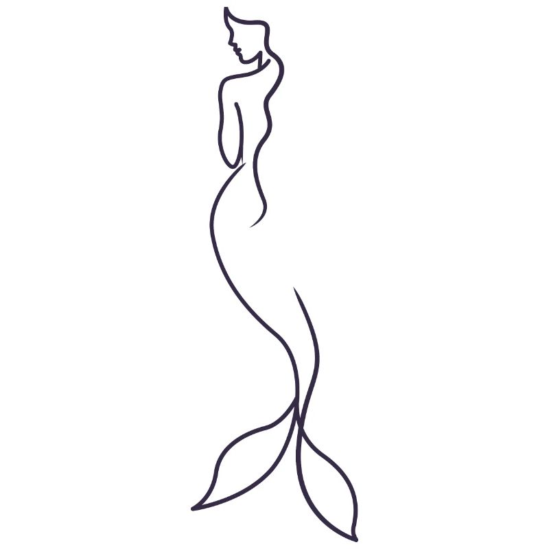Sirène silhouette conte de fées dessiné à la main