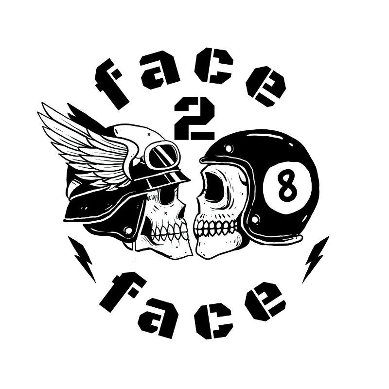 face à face, tête de mort, biker