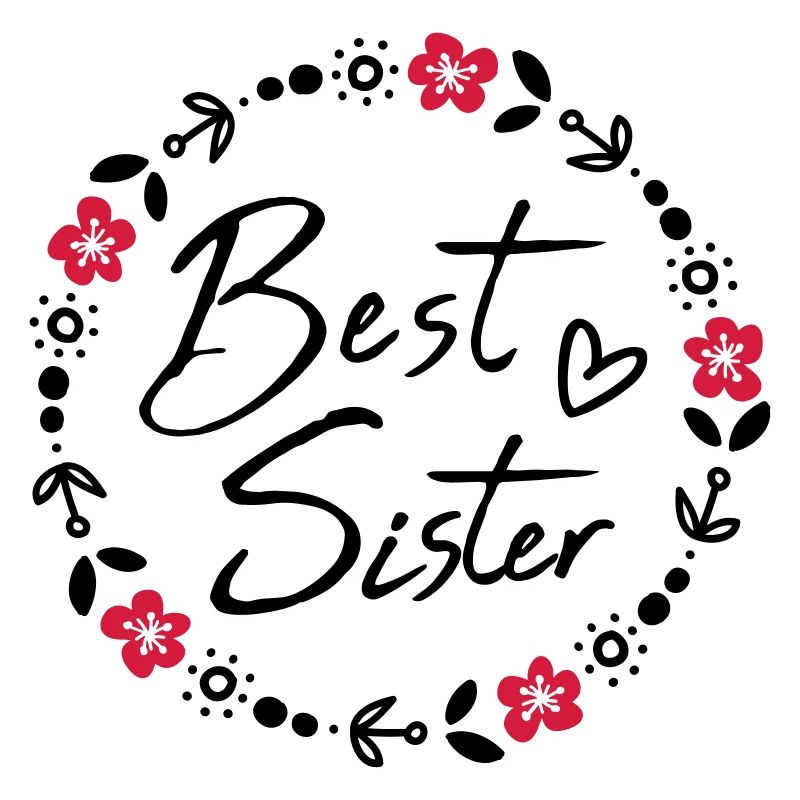 Beste große kleine Schwester Blumenranke Herz