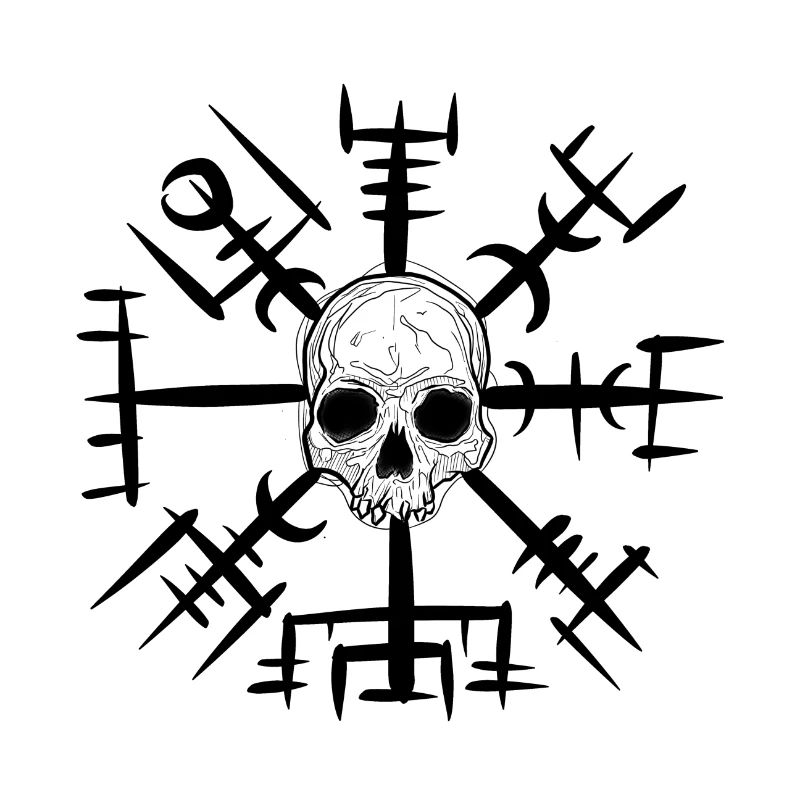Skull viking vegvisir sketch