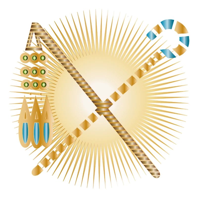 radiant hook & threshing flail pharaohs sceptre