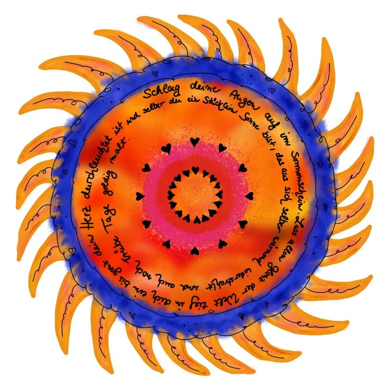 Sonnenschein-Mandala schwarze Schrift