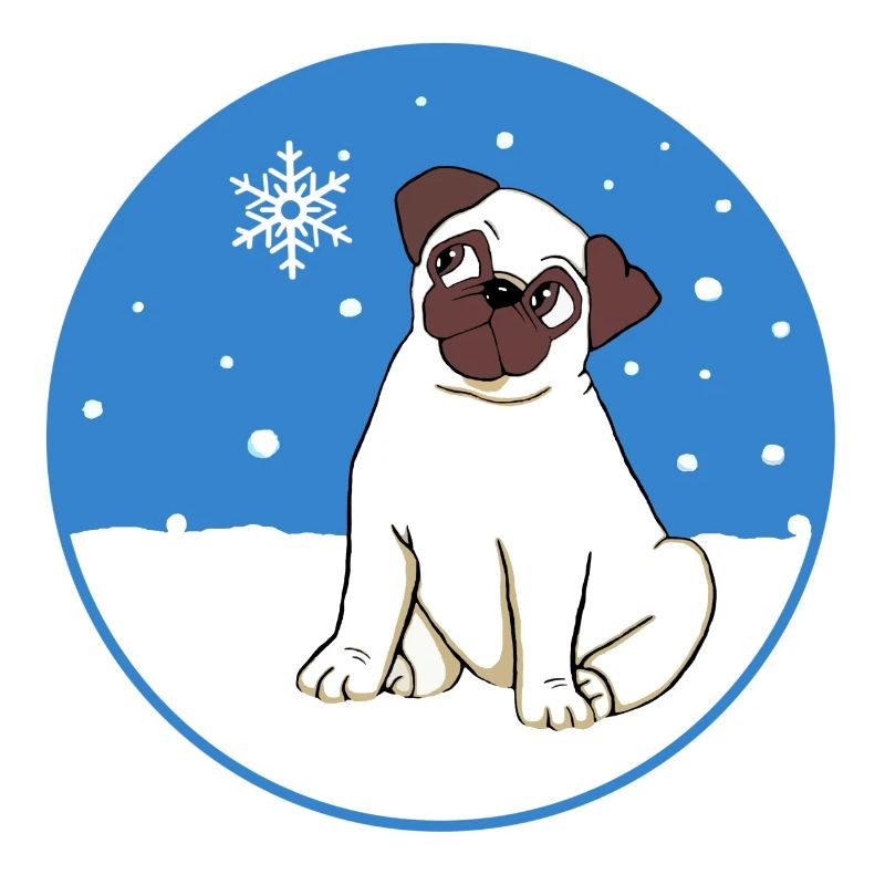 Mops im Schnee