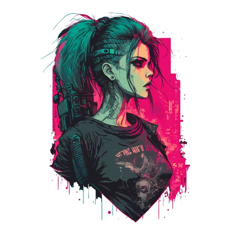 Atemberaubendes digitales Gemälde einer Punk-Frau