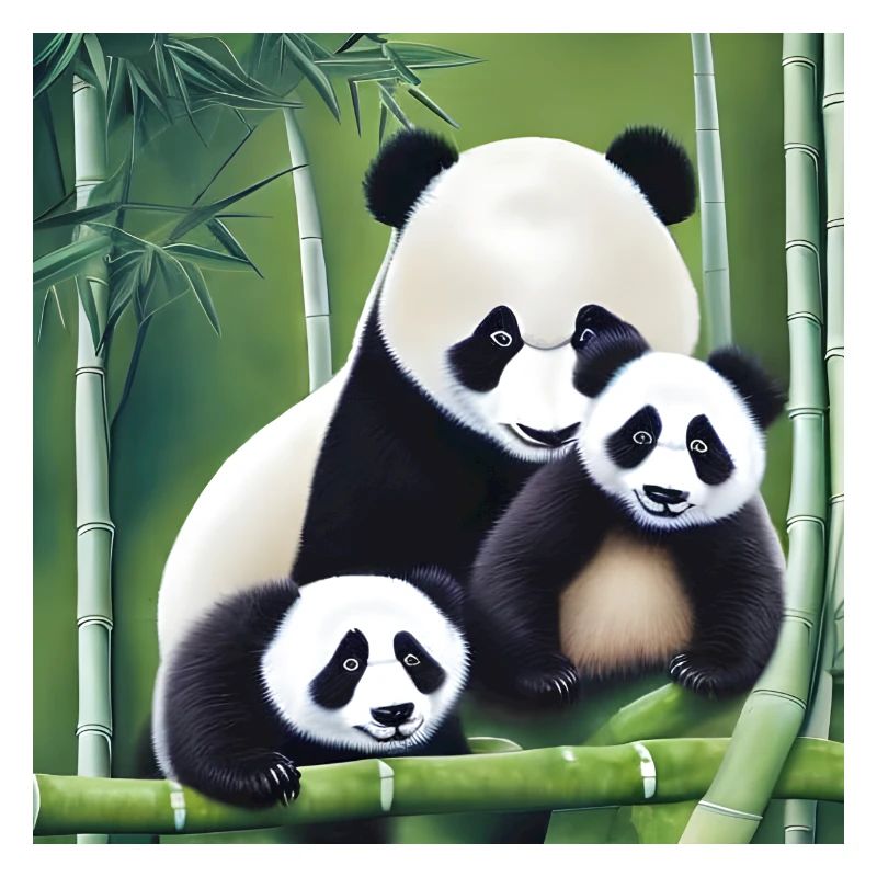 Panda Mutter mit zwei Kindern