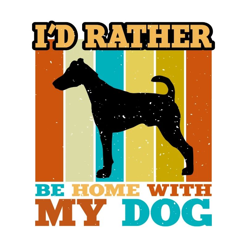 Fox Terrier Smooth Dog Silhouette Retro Sunset