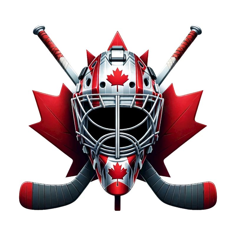 Dessin de hockey sur glace du Canada avec drapeau