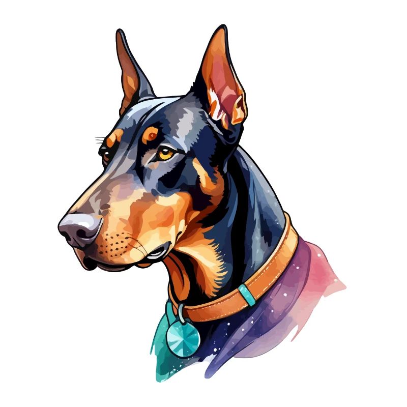 Dobermann Wasserfarben