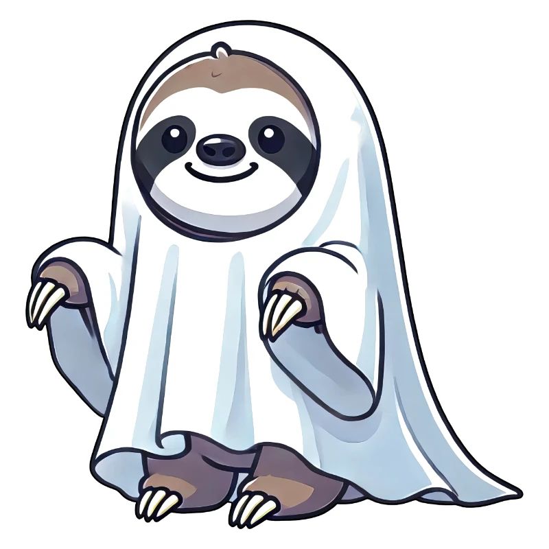 Cute Halloween Sloth Ghost Cartoon Ghost