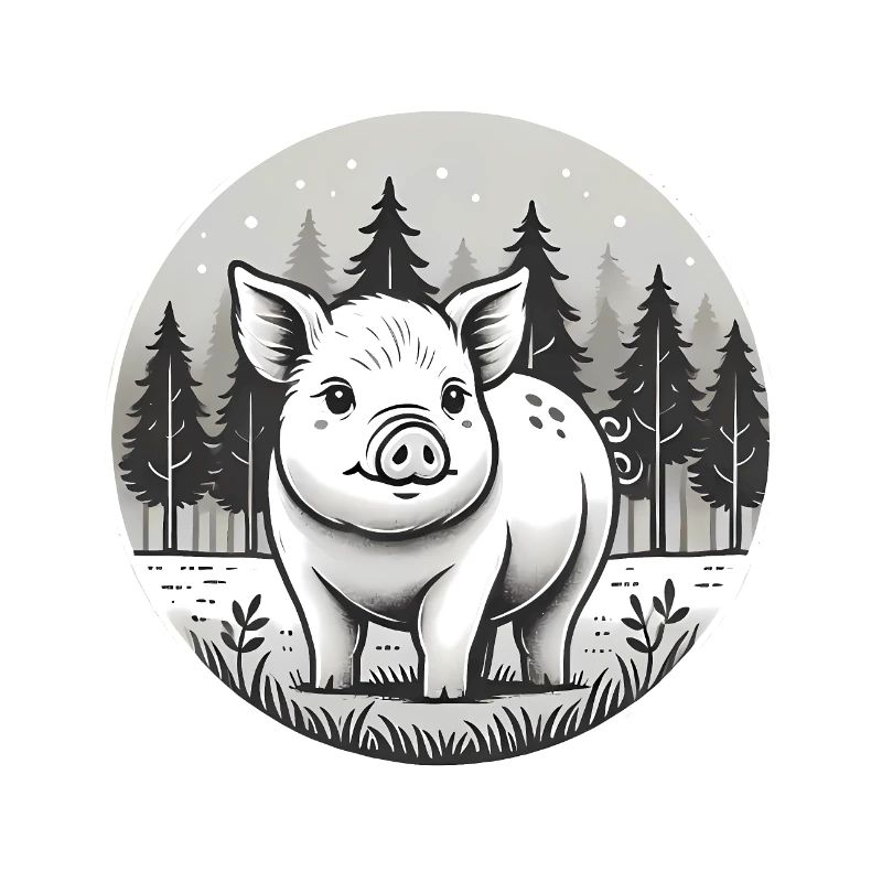 Illustration de cochon rustique en forêt