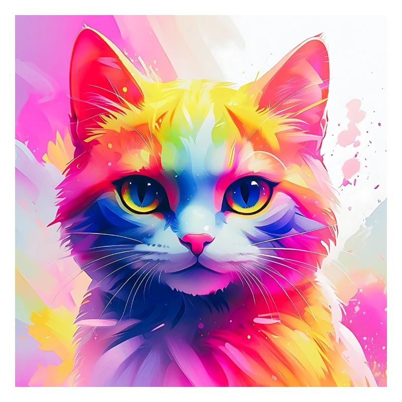 Vibrant Rainbow Cat Artwork