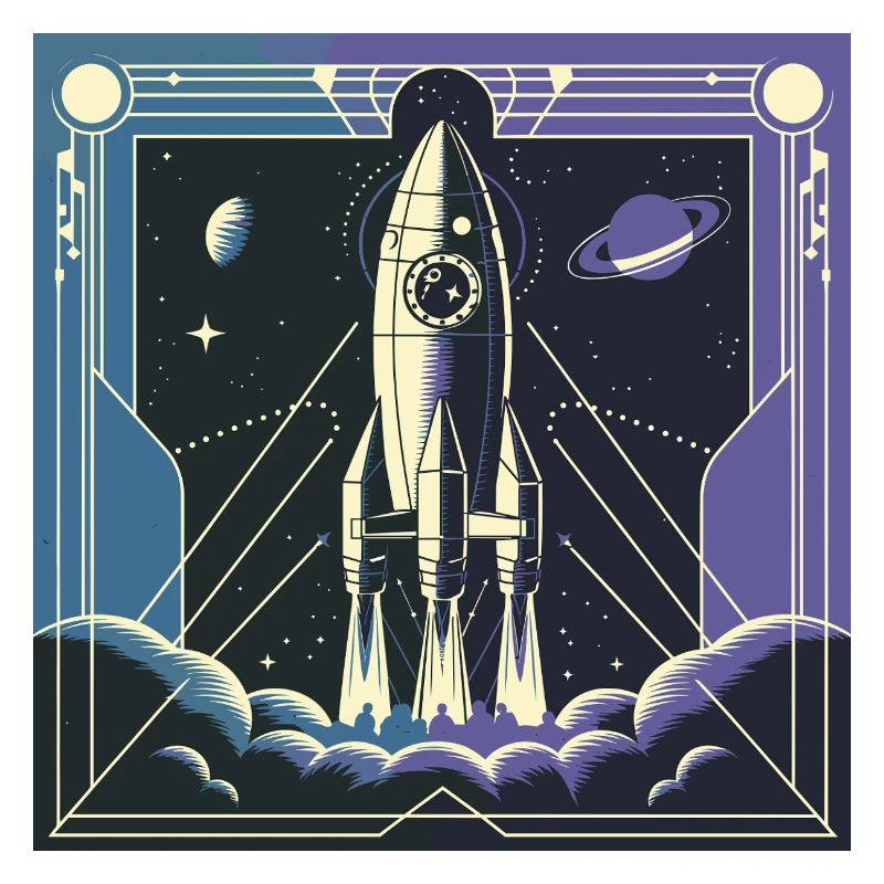 Fusée Art Déco – Design spatial de science-fiction vintage