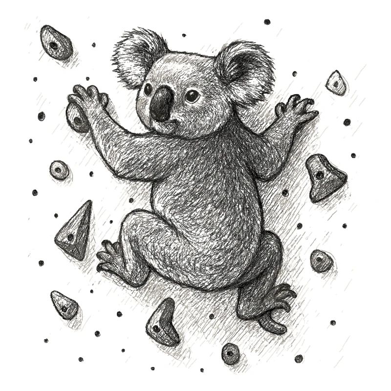 Bouldering Koala Bear Climbing Drawing Gift