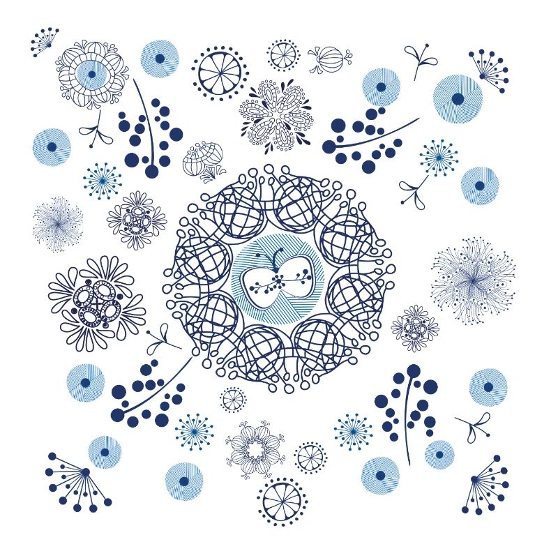 Abstract Winter Floral Pattern in Blue