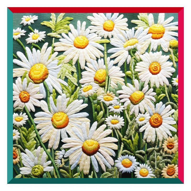 Embroidered Chamomile Floral Pattern Embroidery Garden