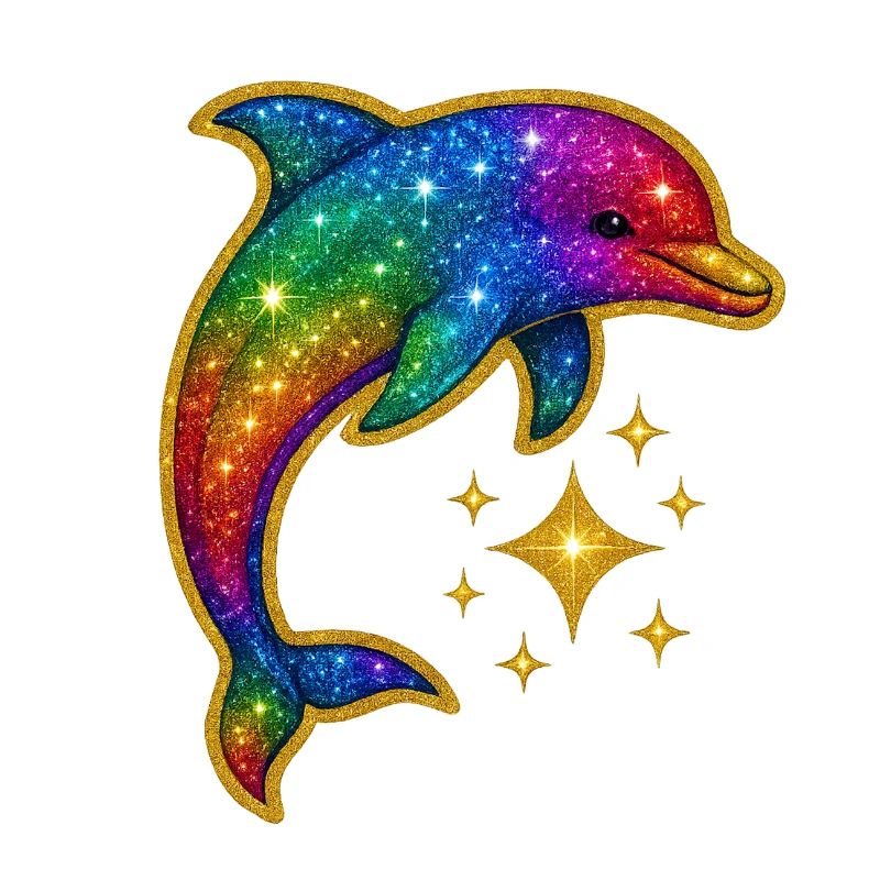 Regenbogen Glitzer Delfin