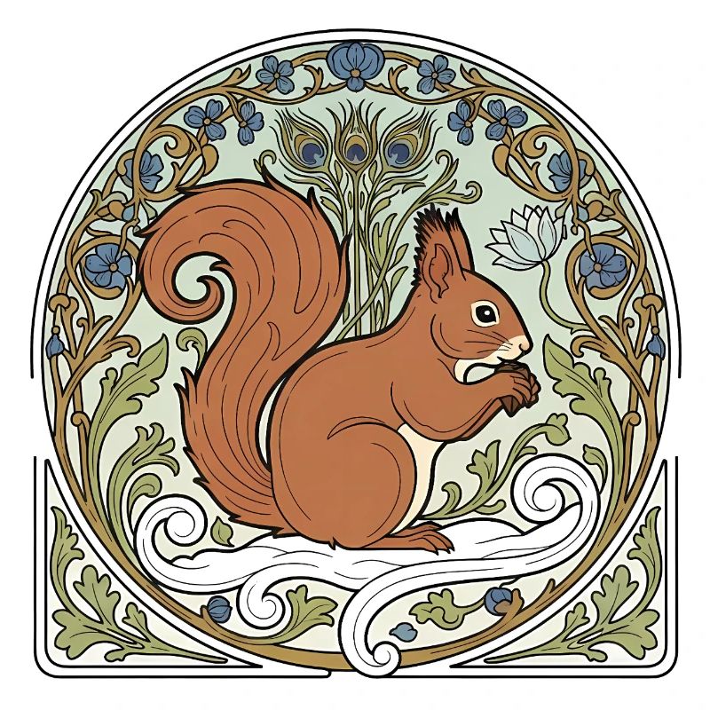 Eichhörnchen im Jugendstil-Ornament
