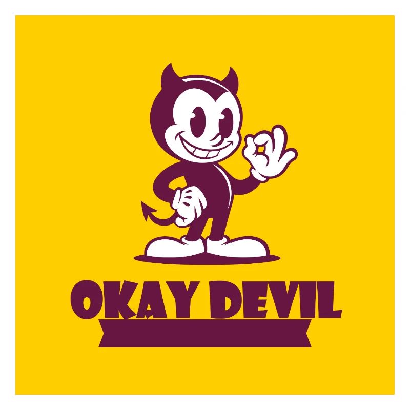 Okay Devil-Maskottchen auf Gelb