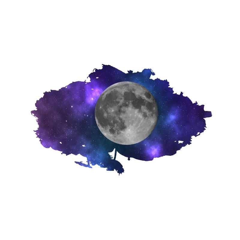 Nuage avec la lune et la conception de l’espace- Moon, Galaxy