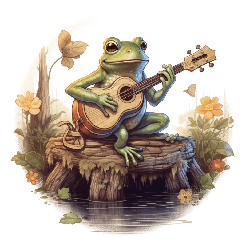 Frog playing banjo
