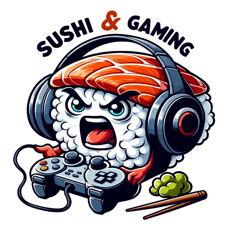 Sushi playing video games
