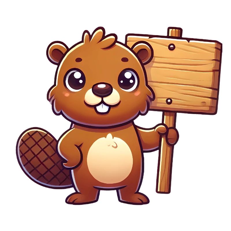 Adorable castor avec conception de panneau vierge