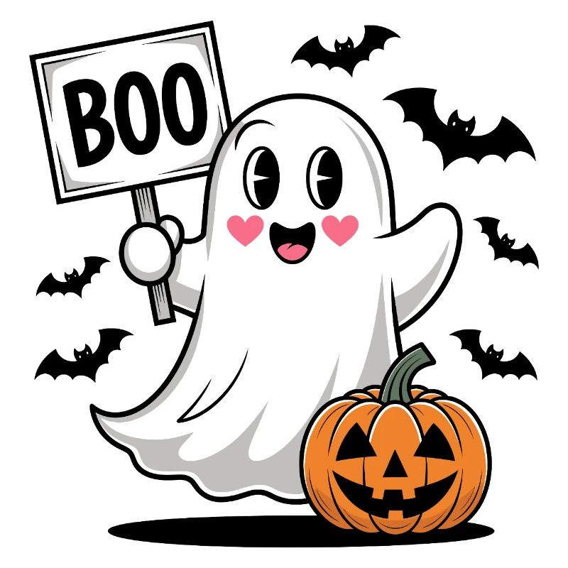 Halloween Boo Ghost with Pumpkin