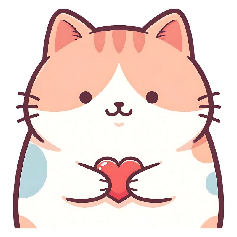 Cuddly Kitten Heart Cartoon Cat
