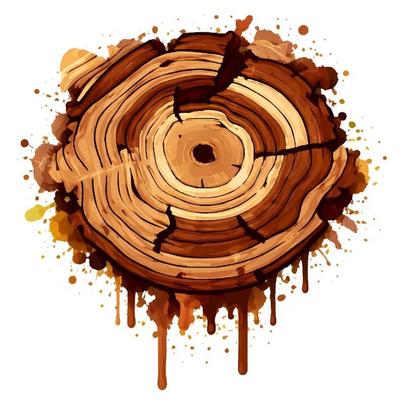 Baumscheibe im Graffiti Stil mit Farbklecksen 