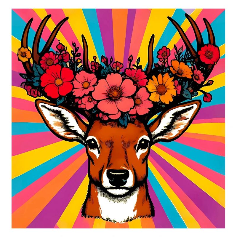 Deer with Flowers