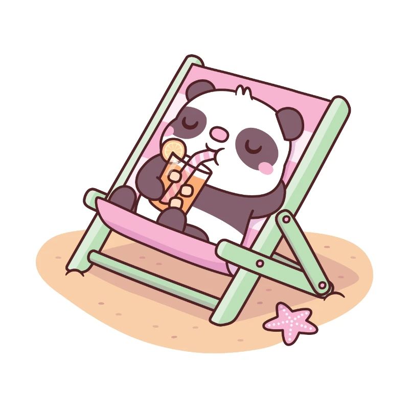 Mignon Panda Chilling On Beach Chaise