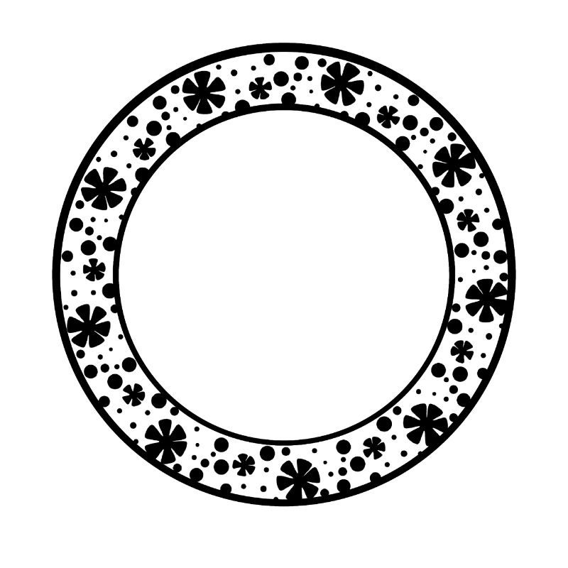 Round frame with floral pattern decoration