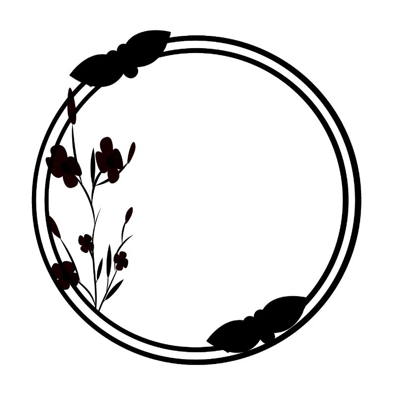 Spring Frame Circle in Black Flowers