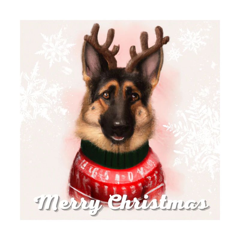 Süßer Deutscher Schäferhund im Weihnachtspullover.