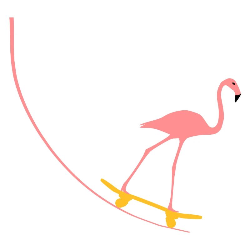 Flamingo auf Skateboard