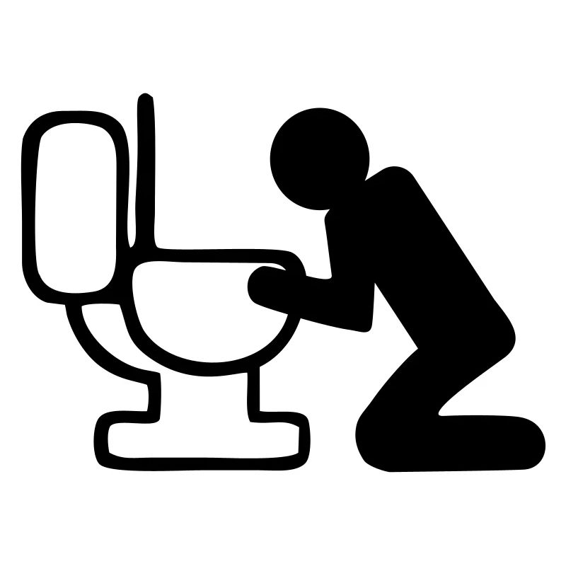 Sick guy in front of toilett