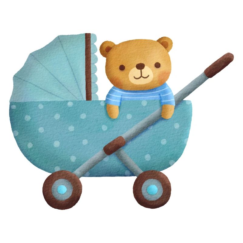 Ours en peluche mignon dans poussette