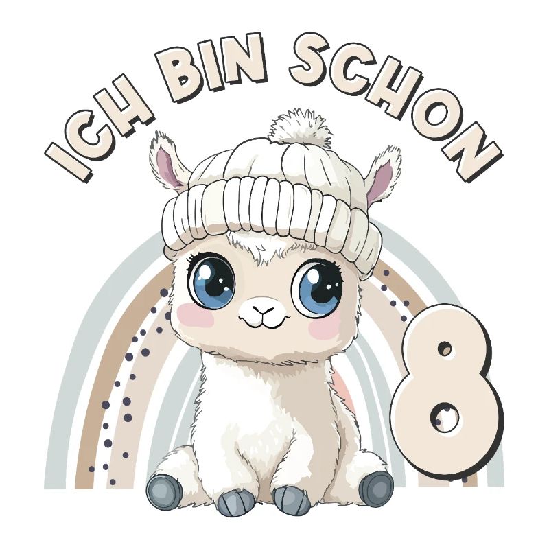 8th Birthday Alpaca Llama Rainbow Cute Cute