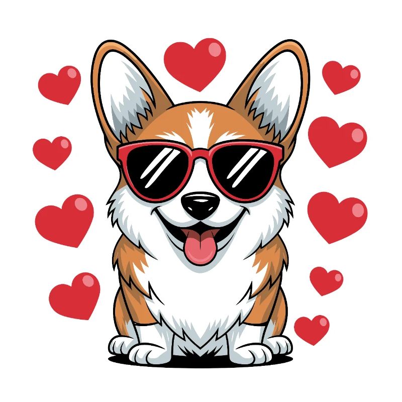 Cooler Corgi mit Herz – Liebevolles Hunde-Design